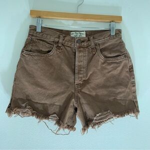 WE THE FREE Makai Brown Jean Shorts Distressed Cut-Off Style